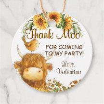 Cute Highland Cow Skriv ut Bird Sunblommor - tack 