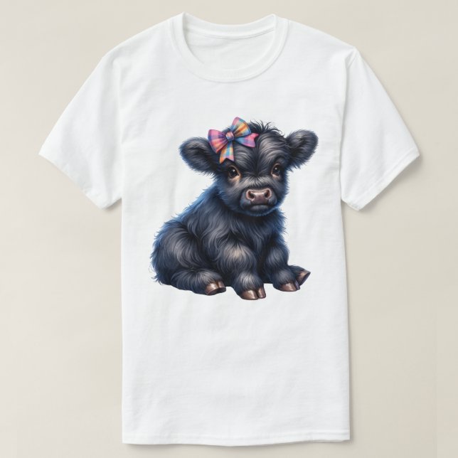 Cute Highland Cow T Shirt (Design framsida)