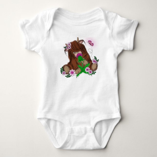 Cute Highland Cow T Shirt (Framsida)