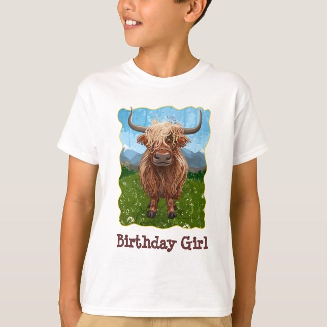 Cute Highland Cow T Shirt (Framsida)