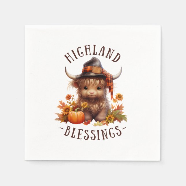 Cute Highland Cow Thanksgiving Blesses Pappersservett (Framsidan)