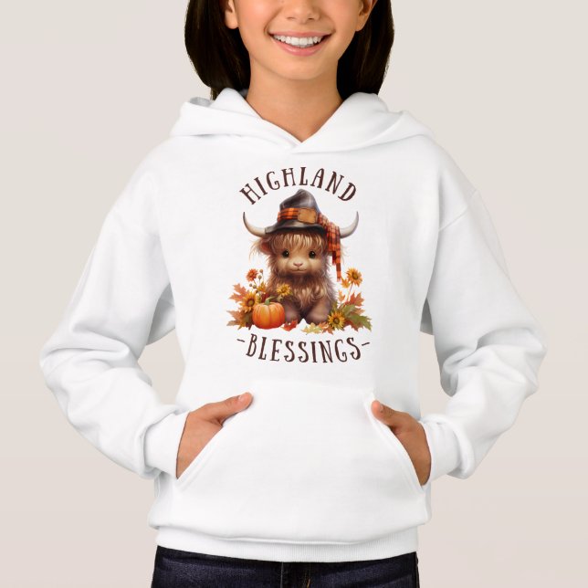 Cute Highland Cow Thanksgiving Blesses T Shirt (Framsida)