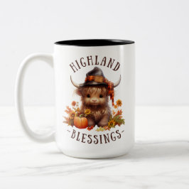 Cute Highland Cow Thanksgiving Blesses Två-Tonad Mugg