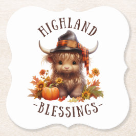 Cute Highland Cow Thanksgiving Blesses Underlägg Papper