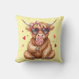 Cute Highland Cow Valentine Decorativ Throw Pillow Kudde