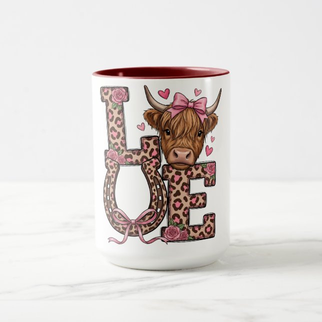 Cute Highland Cow Valentine Love Mugg (Center)