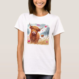 Cute Highland Cow Valentiness Nature T-shirt