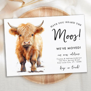 Cute Highland Cow Vi har flyttat Ny adress Flytta Meddelande