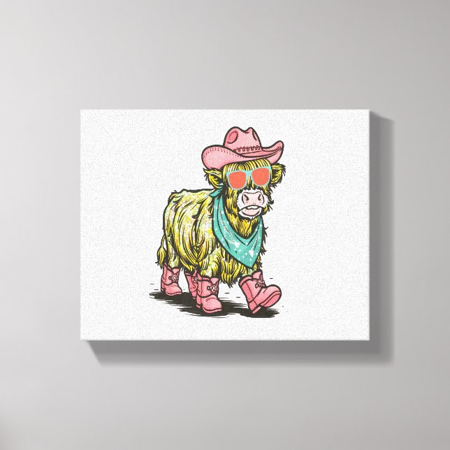 Cute Highland Cow , Western Canvastryck (Framsida)