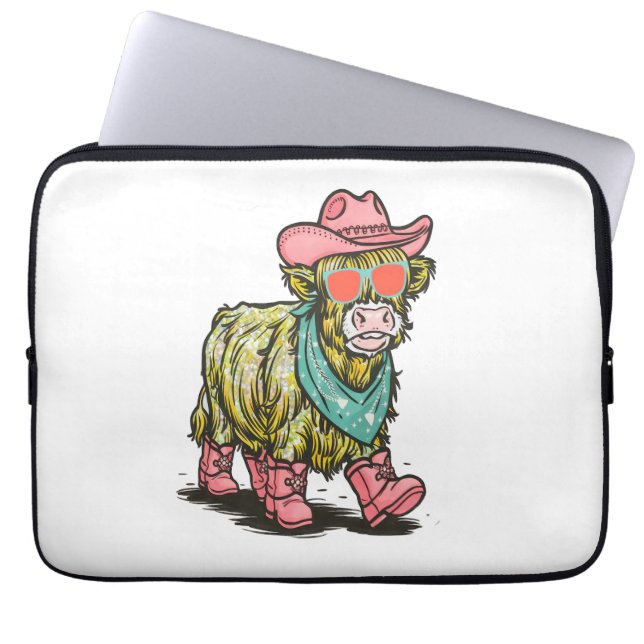 Cute Highland Cow , Western Laptop Fodral (Framsidan)