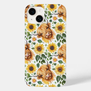 Cute Highland Cows & Gult Solrosblommor