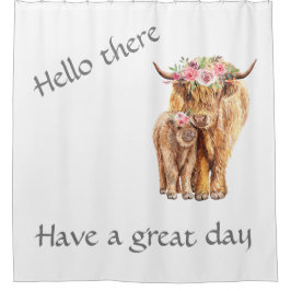 Cute Highland Cows med blommor