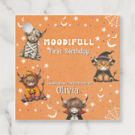Cute Highland Cows Moodifull Halloween Birthday Gåvor Etiketter