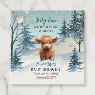 Cute Highland Heliga Cow Winter Baby Shower Gåvor Etiketter