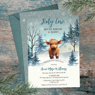 Cute Highland Heliga Cow Winter Baby Shower Inbjudningar