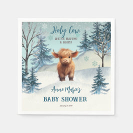 Cute Highland Heliga Cow Winter Baby Shower Pappersservett