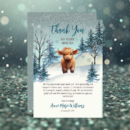 Cute Highland Heliga Cow Winter Baby Shower Tack Kort