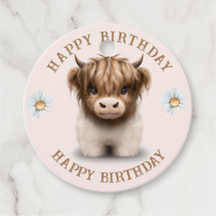Cute Highlands Scottish Cow Gåvor Etiketter