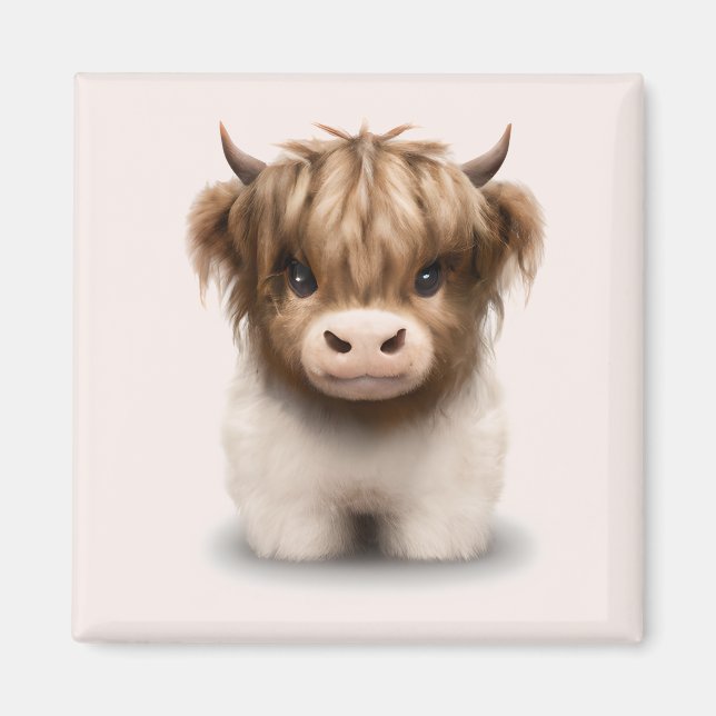 Cute Highlands Scottish Cow Magnet (Framsidan)