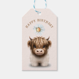 Cute Highlands Scottish Cow Presentetikett