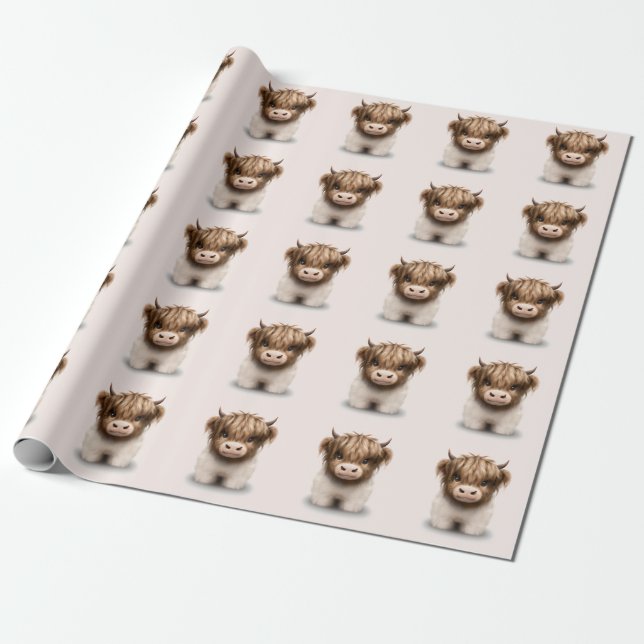 Cute Highlands Scottish Cow Presentpapper (Utrullad)