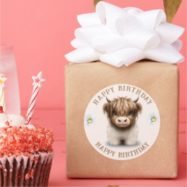 Cute Highlands Scottish Cow Runt Klistermärke