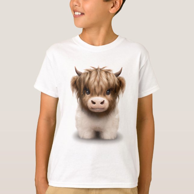 Cute Highlands Scottish Cow T Shirt (Framsida)