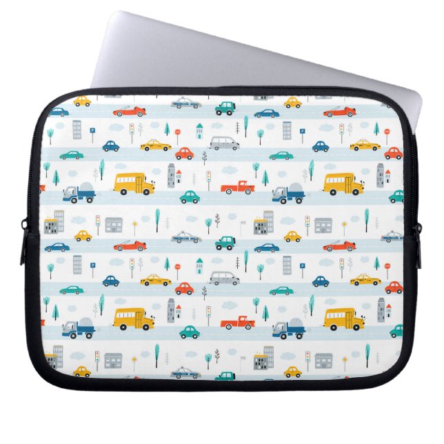 Cute Highway Fordon Mönster Laptop Fodral (Framsidan)