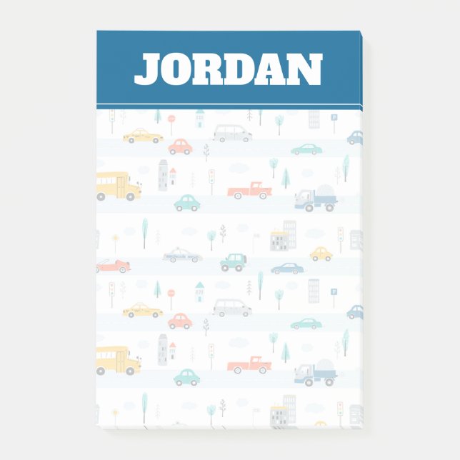 Cute Highway Fordon Mönster Post-it Block (Framsida)