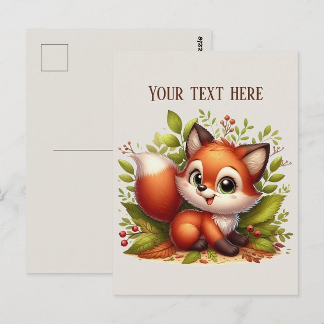 Cute hiking fox lovers customizable  vykort (Fram/baksida)