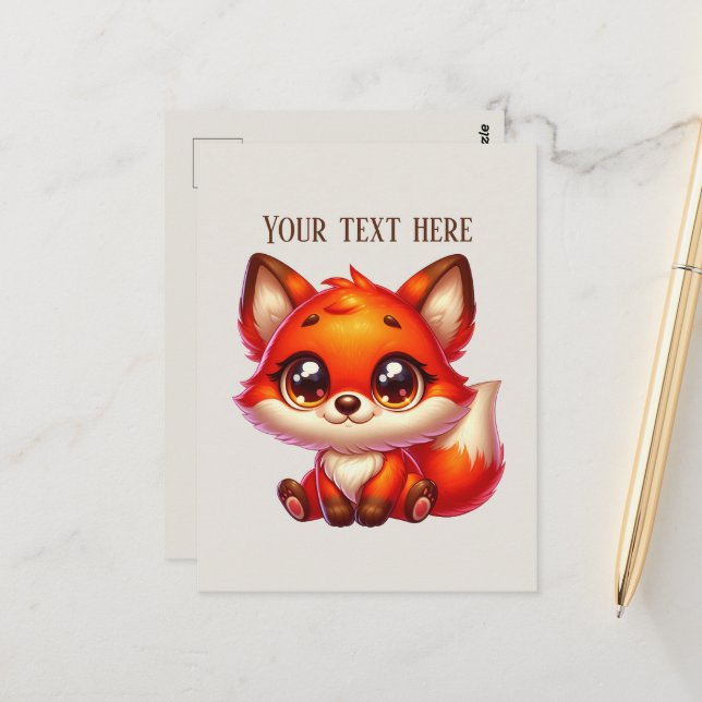 Cute hiking fox lovers customizable  vykort (Fram/Back In Situ)