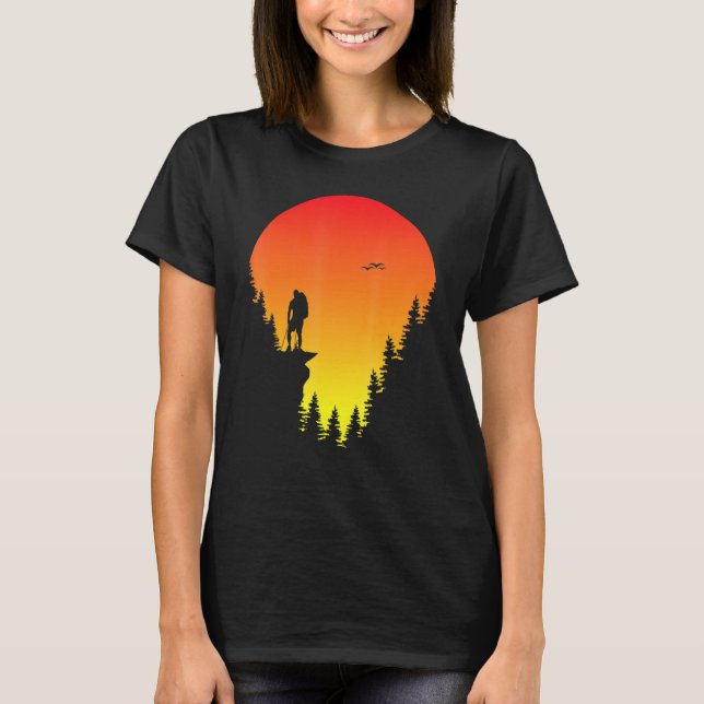 Cute Hiking Sunset Graphic Women Manar Hike Hiker T Shirt (Framsida)