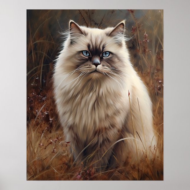 Cute Himalayan Cat Art Print Poster (Framsidan)