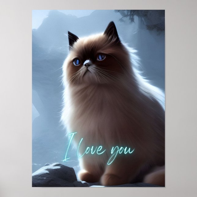 Cute Himalayan Cat Quote I Kärlek You Wall Art Poster (Framsidan)