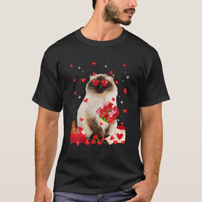 Cute Himalayan Cat Valentine Roligt Cat Pappa Cat  T Shirt (Framsida)