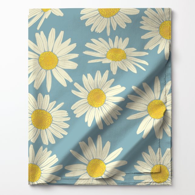 Cute Himlar Blue and White Blommigt Daisy Tyg (Skapare uppladdad)