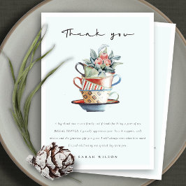 Cute Himlar Blue Stacks Kopp Baby Shower Tea Party Tack Kort