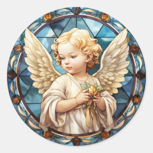 Cute Himmelsk Angel-religiösa Runt Klistermärke