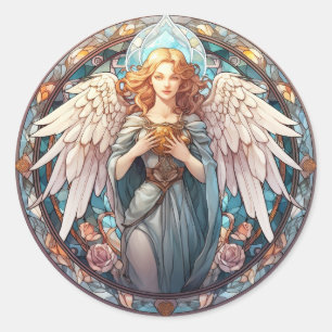 Cute Himmelsk Angel-religiösa Runt Klistermärke