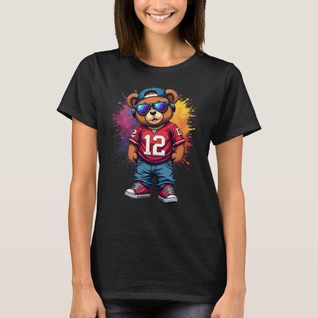 Cute Hip hop Nalle Football T-Shirt (Framsida)