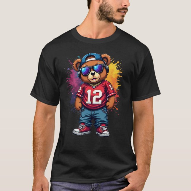 Cute Hip hop Nalle Football T-Shirt (Framsida)