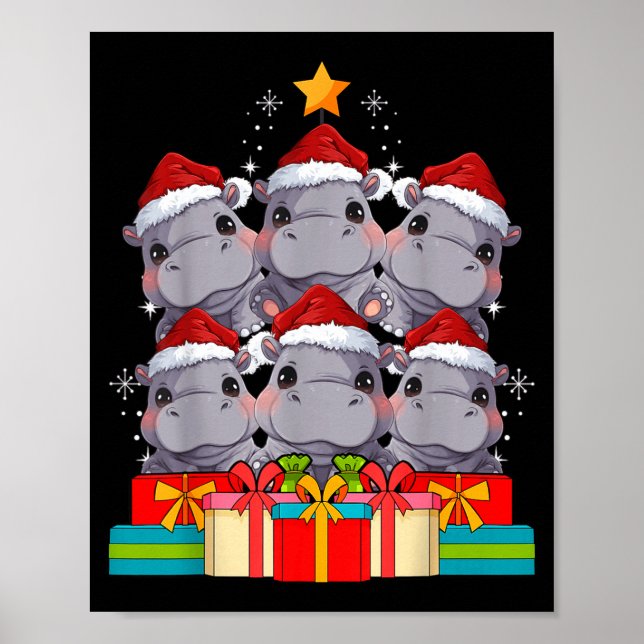 Cute Hip Le Hiptamus Christmas Tree Xmas Hat  Poster (Framsidan)