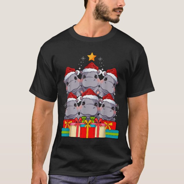 Cute Hip Le Hiptamus Christmas Tree Xmas Hat  T Shirt (Framsida)