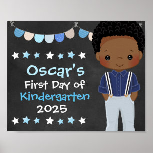 Cute Hip School Boy First Day of School Chalkboard Poster