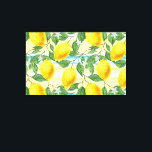 Cute Hip Tropical Summer Lemon Fruit Mönster Canvastryck<br><div class="desc">Vacker contemporary akvakturkos blått grönt,  gult och orange citronfrukt mönster på stripe vattenfärgad bakgrund. Ornat,  funky,  modern och vismisk hipsterdesign för elegantens konstnärliga mode eller konsty mode diva,  höftledsledare,  vintage retro art stil eller abstrakt motif älskare.</div>