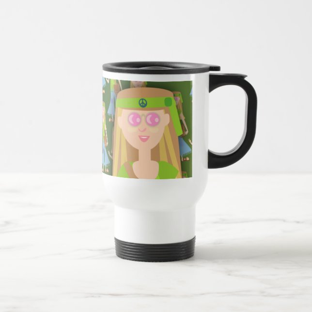 Cute Hippie Girl Deluxe Art Roligt Mönster Retro Resemugg (Höger)
