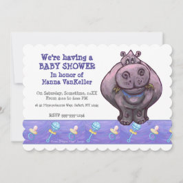 Cute Hippo Baby Shower Inbjudningar