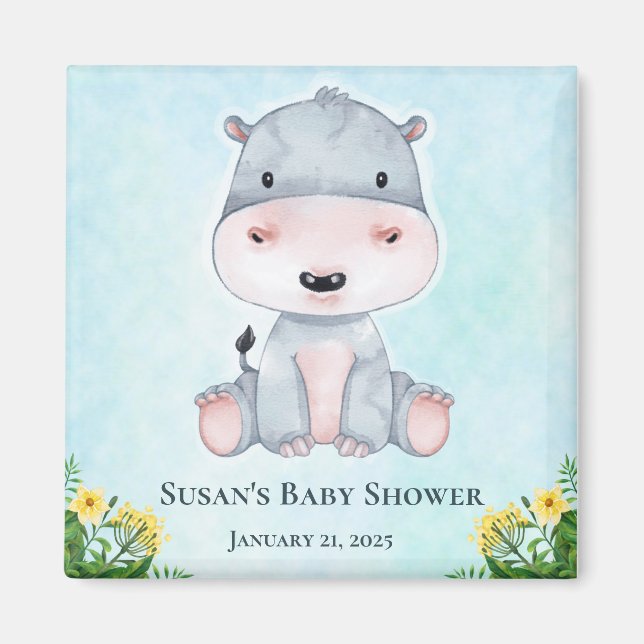 Cute Hippo Baby Shower Party favors Magnet (Framsidan)