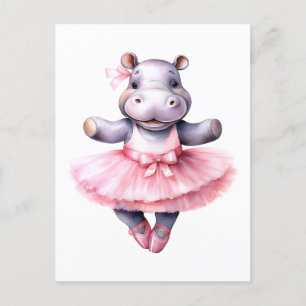 Cute hippo ballerina dansballet helg vykort