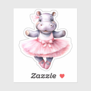 Cute hippo ballerina dansballet klistermärken